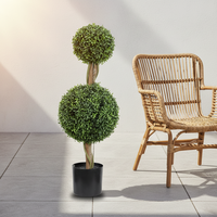 Arbre topiaire artificiel en plastique à double boule de 3 pieds - Décoration pour la maison, le jardin et les mariages en intérieur