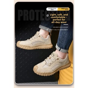 Low-top Toe Kevlar Outsole Lace-up Insulated Non-slip Soft Sole Mesh Leather Safety Shoes Anti-smash Anti-puncture Construction - Product Image 5
