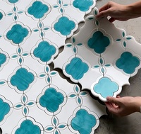 Ubin Mosaik Lantai Dinding Latar Belakang Dekorasi Rumah Pakaian Kerja Kelas Atas Desain Retro Minimalis Italia Marmer Kaca Biru Muda