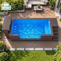 Piscine modulaire préfabriquée sur mesure de 20 pieds ou 40 pieds, style maison, avec cascade, grande fenêtre en verre, piscine extérieure, spa