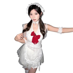 Moon Tide Erotic Nightgown Ruffled Lace Maid Outfit Pure and Sexy Suit Uniform Lingerie Cute Sexy Apron Women - Product Image 5