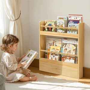 Étagères murales modernes en bois naturel pour chambre à coucher, idéales pour l'affichage de livres de lecture pour enfants - Product Image 3