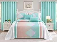 Ensemble de draps de lit 8 pièces, fabrication directe d'usine, OEM ODM, avec rideaux assortis, motifs multiples, pour lits Queen et King, literie de chambre à coucher