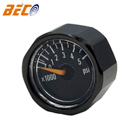Factory Supply 19mm High Pressure air Pump Paintball Black Metal Pressure Gauge 5000psi Mini Pressure Gauge with 1/8 NPT Thread