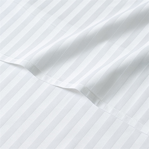 Set <span class=keywords><strong>di</strong></span> Biancheria da Letto a Righe per Hotel, Lenzuolo Bianco, Lenzuolo Piatto 100% Cotone <span class=keywords><strong>Percalle</strong></span> - Product Image 3