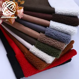 Bonded Fabric Wholesale Composite Faux Fur Cashmere Berber Sherpa Fabric With Fake Suede Fabric For Jacket Shoes