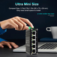Mini Switch PoE Industrial de 5 Puertos Gigabit y 30W, Switch de Fibra PoE+ Reforzado IEEE 802.3af/at de 30W, 12V-48VDC