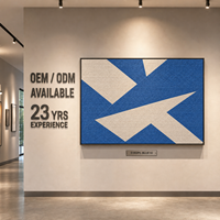 Kobaltblau Elfenbein Scharfer Pfeil Geometrische Handgefertigte Seilgewebte Faser-Wandkunst Schwarzer Rahmen Hotel-Lobby Eingangsbereich Akzentwand Maßanfertigung