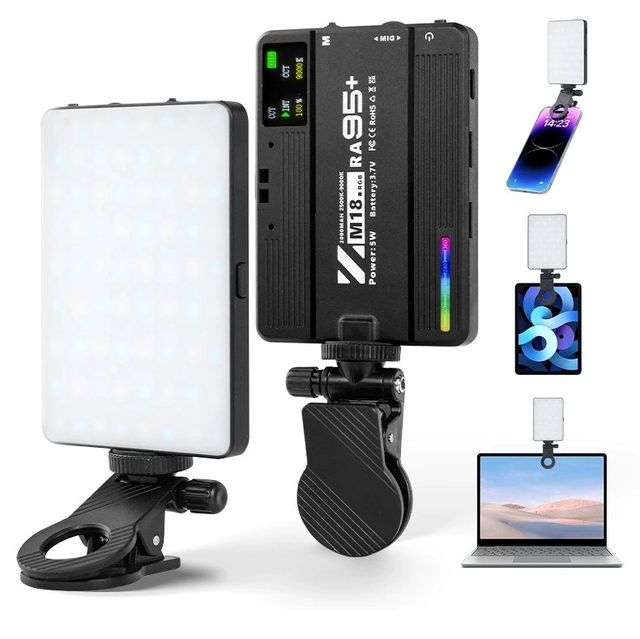 M18 RGBFor Mobile Phone LED Lighting for Live Streaming Photo & Video VLOG-External Camera Light