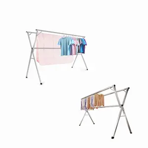 2024 New Hot Sale Folding And Expandable Metal X Type Hanging Cloth Racks Clothes Drying Rack Stand