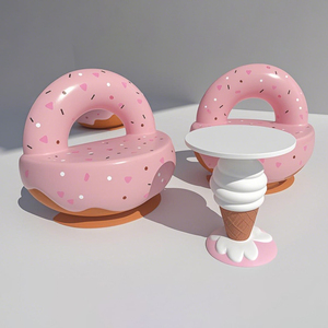 Custom Modern Durable Eco-Friendly Waterproof Pink Donut Shaped Chair Set for School Park Outdoor Commercial Spaces-Instagram - Product Image 1