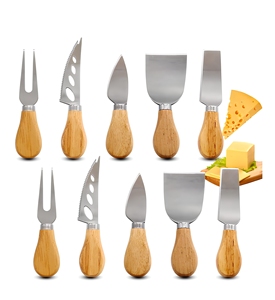 Cuchillos para Queso de Acero Inoxidable con Mango de Madera, Cortador de Queso, Juego de Rebanadores para Queso Duro y Blando, Herramienta de Cocina para Servir - Product Image 1