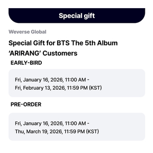 Set de Arirang de BTS Early Bird, Versión Weverse, CD, Música Pop Coreana, para Todas las Edades, Duradero - Product Image 6