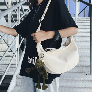 LnD Unisex Modern Crossover Crossbag Mujer Rana Muñeca Llavero Punto Lona Bolsa de viaje para estudiantes - Product Image 1