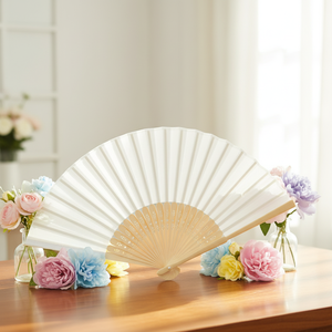 بسعر الجملة قماش خيزران مصنوع يدويًا متعدد الألوان مع زخرفة مطلية لحفلات الزفاف - Product Image 1