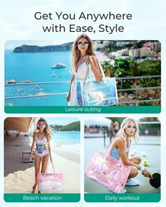 Bolso de Mano de Gran Capacidad Impermeable Personalizado a Precio de Fábrica, Bolso de Hombro para Mujer con Bolsillo para Teléfono, Bolso de Playa para Vacaciones de Verano - Product Image 5