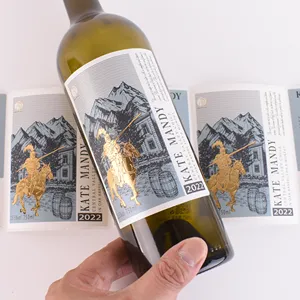 Su geçirmez çıkartmalar etiketleri özel logo folyo altın kabartmalı sıcak damgalama çıkartmalar şarap etiketi sticker cam şişe için