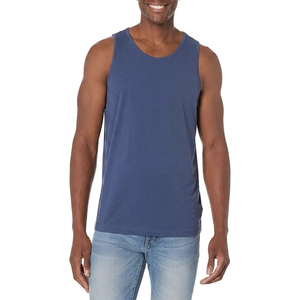 Men's Solid Color Knitted Sleeveless Tank Top O-Neck Casual Muscle <b>Vest</b> Blue Plus Size - Product Image 1