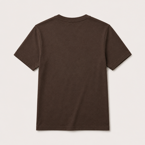 <b>Men's</b> Brown Short Sleeve T-Shirt With White Geometric Bull Horn Print O-Neck Casual Regular Fit Cotton Jersey - Product Image 5