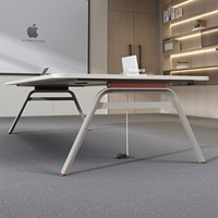 Table de conférence moderne en acier HYZ-206X pour réception de bureau, négociation et formation - 12 personnes avec prise de courant, usage commercial