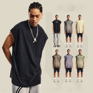 T-shirts formels pour hommes Nouveau gilet rétro tendance délavé pour hommes Camisole transfrontalière européenne et américaine de sport et de fitness pour hommes - Product Image 3