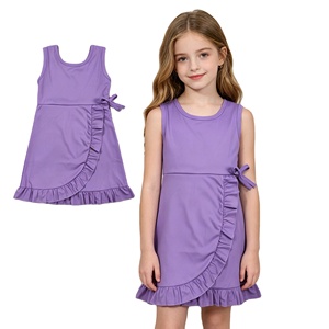 RTS Fashion Children's Little Girls Casual Floral Print Breathable Ruffles Play Tennis Yoga Sports Dress Shorts Lined <b>Clothes</b> - Product Image 1