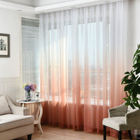 Rideau transparent moderne épais blanc rose dégradé café en polyester filtrant la lumière pour chambre à coucher et salon