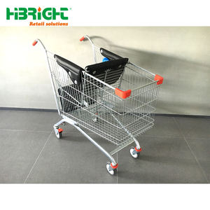 Chariot de courses pour enfants avec siège intégré - Chariot de courses de supermarché sécurisé en acier métallique avec structure en maille et roulettes - Product Image 1