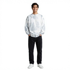 Sweats à capuche personnalisés oversize à épaules tombantes Tye Dye Sweats à capuche à col rond pour hommes d'automne Style blanc gris Tie Die Hoodies - Product Image 1