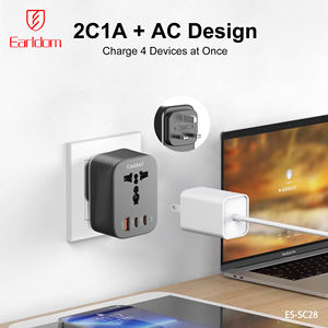 EARLDOM Adaptateur de Voyage Universel 4-en-1 (AC + 2 USB-C + USB) 20W, Prise de Voyage UK pour Utilisation Mondiale avec 3 Ports USB - Product Image 4