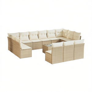 ชุดโซฟาหวายสีเบจสำหรับสวน เฟอร์นิเจอร์กลางแจ้งแบบโมดูลาร์ ดีไซน์ร่วมสมัย นั่งสบาย พร้อมเบาะโฟมความหนาแน่นสูง - Product Image 1