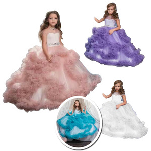 Venta caliente de <span class=keywords><strong>Amazon</strong></span> 2021 nuevo estilo Formal volantes encaje boda fiesta noche <span class=keywords><strong>princesa</strong></span> niños flor bebé niña vestidos 6 a 14 años - Product Image 2