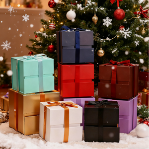 定制方形折叠盒大容量可回收白色橙色深红色条纹钱包礼品铜版纸冲压蜡烛 - Product Image 4