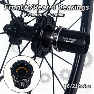 Ruedas de Bicicleta de Carretera RUJIXU 700c, Carbono, 50 mm, Patrón de Mariposa, Freno V, Clincher, Tubeless Ready, Duraderas, Alto Rendimiento, 16/21H - Product Image 3