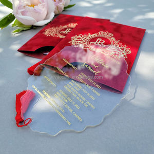 <span class=keywords><strong>Invitation</strong></span> de <span class=keywords><strong>mariage</strong></span> en <span class=keywords><strong>plexiglas</strong></span> Offre Spéciale avec des billets de coing d'impression d'aluminium d'enveloppe de velours rouge personnalisés - Product Image 4