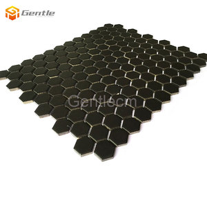 <span class=keywords><strong>Carrelage</strong></span> mural en céramique <span class=keywords><strong>noir</strong></span>, en forme hexagonale, surface mate, mosaïque pour la salle de bain, décoration d'hôtel, 6mm - Product Image 2