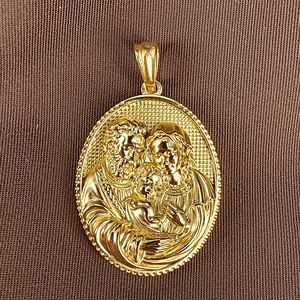 قلادة دينية من الفولاذ المقاوم للصدأ للرجال قلادة أصلية مطلية بالذهب عيار 18 قيراط قلادة مريم العذراء التبشيرية - Product Image 4