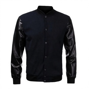 Veste d'hiver décontractée pour homme personnalisée, en cuir de mouton brodé en 3D, style universitaire, coupe-vent avec fermeture éclair - Product Image 4