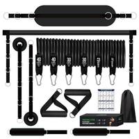 Barra de Yoga Multifuncional, Set Combinado para Entrenamiento de Fuerza de Brazos, Barra de Pilates Ajustable con Bandas de Resistencia