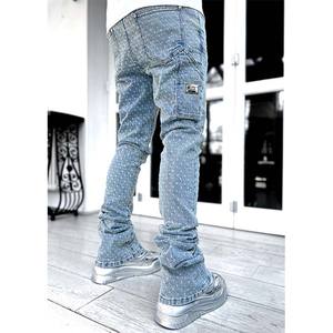 Benutzer definiertes Logo OEM ODM Jeans Raw Edges Flare Jeans Herren Quaste Slim Stacked Jeans für Herren Flare Stacked Pants Streetwear - Product Image 3