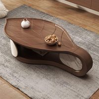 Table basse décorative moderne en forme de feuille, durable, pour salon et petits espaces, avec plateau et structure en MDF et peinture écologique