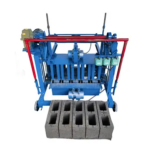 Export to Brazil KM4-45 Mobile Concrete Block Machine without Brick Pallet Producing 400-150-200mm LWH Hollow Bricks