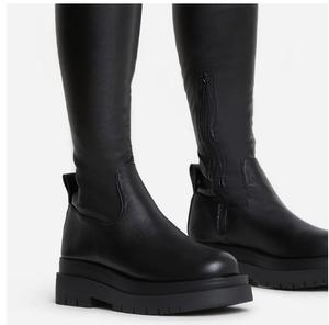 Over the genou <span class=keywords><strong>cuissardes</strong></span> bottes de motard longues <span class=keywords><strong>en</strong></span> faux cuir pour femmes et dames-noir - Product Image 2
