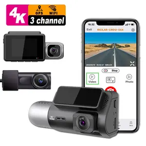 2 inches 4k dashcam car dvr 4k 3 channel dash camera dash cam with wifi GPS front and rear inside 4K 3 lens dash cam