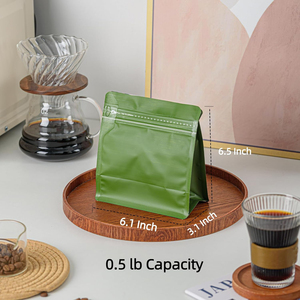 맞춤형 커피 티 쉬운 눈물 열기 지퍼 열 씰 식품 포장용 녹색 사각 밀봉 가능 가방 - Product Image 2