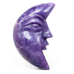 Pierre naturelle de lépidolite sculptée à la main en forme de croissant de lune - cristal/reiki/chakra/guérison - 4 pouces et 182 grammes de poids - Product Image 2