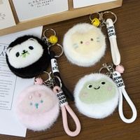Ventes Flash Usine : Miroir de Maquillage Pliant Créatif et Tendance en Peluche Douce en Forme d'Animal, Porte-clés et Breloque de Sac – Cadeau Promotionnel en Gros