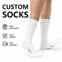 Chaussettes d'affaires personnalisées en gros avec logo, chaussettes de compression pour hommes, chaussettes en coton chaudes jusqu'au genou, chaussettes tubulaires longues en coton