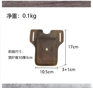 Andong Riñonera de Cuero Genuino de Vaca para Hombre y Niño, Estilo Crazy Horse, Cartera para Teléfono, Bolsa de Cinturón, Bolsos de Exterior, Bolso de Mano - Product Image 3
