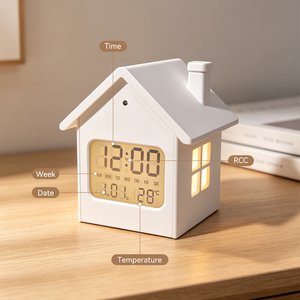 Horloge numérique d'alarme pour <span class=keywords><strong>enfant</strong></span> avec affichage LCD, design mignon de dessin animé, pour table de chevet ou bureau, idéale pour la décoration intérieure, promotion économique, cadeau, avec RCC - Product Image 2
